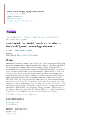A controlled clinical trial to evaluate the effect of GanedenBC(30) on immunological markers - PubMed