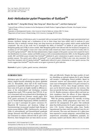 Anti-Helicobacter pylori Properties of GutGard®