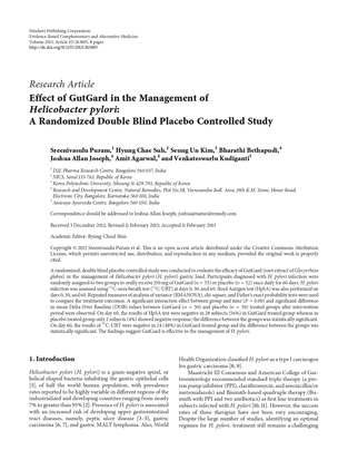 Effects of Gutgard® in the management of Helicobacter pylori