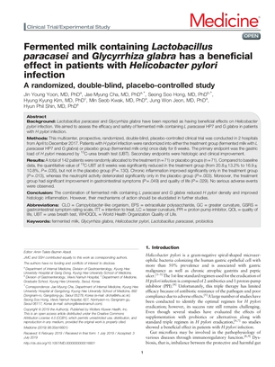 Fermented milk containing L. paracasei and G. glabra has a beneficial effects in patients