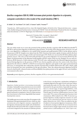 Probiotic Bacillus coagulans GBI-30, 6086 reduces exercise-induced muscle damage and increases recovery [PeerJ]